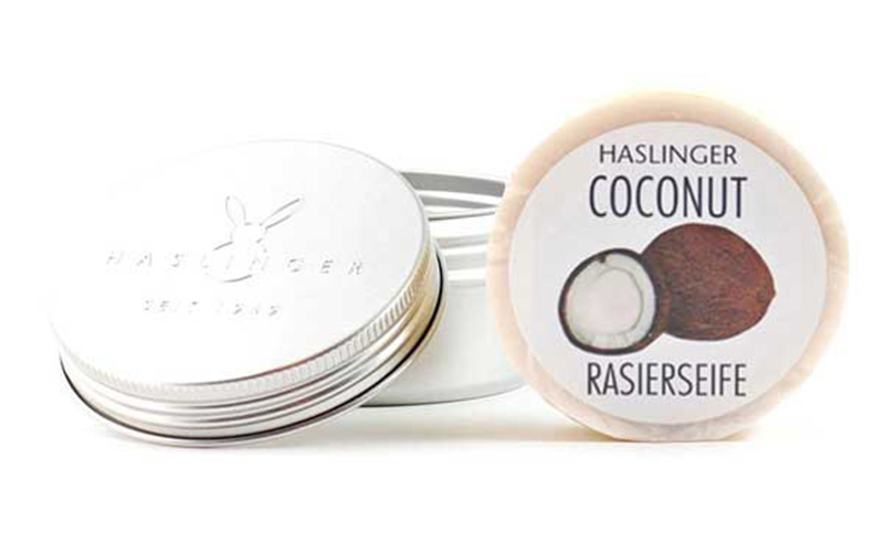 HASLINGER - COCONUT - SHAVING SOAP / IN METAL CONTAINER - 63G AUSTRALIA