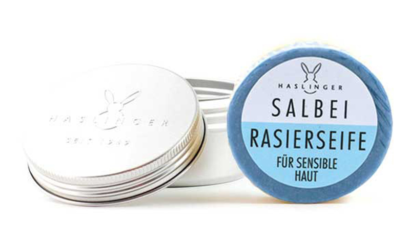 HASLINGER - SALBEI ( SAGE ) - SHAVING SOAP / IN METAL CONTAINER - 63G AUSTRALIA