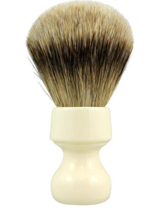 RAZOROCK WHITE " CHUBBY " BARBER HANDLE EXTRA SILVERTIP BADGER - SHAVE BRUSH - 27.5mm - AUSTRALIA