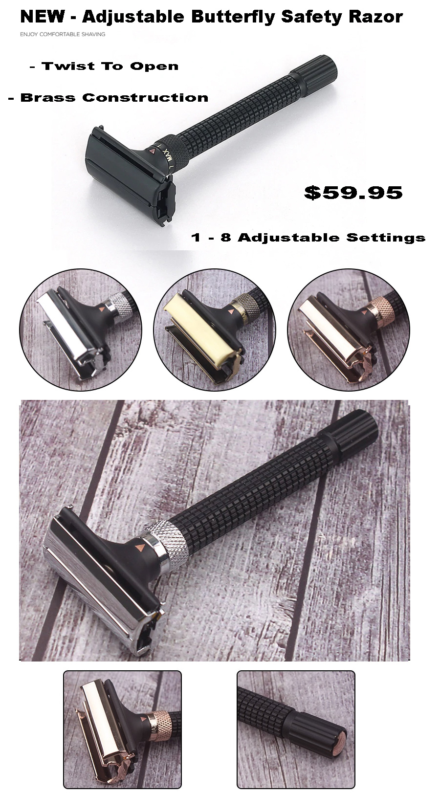 Adjustable Butterfly Safety Razor Australia