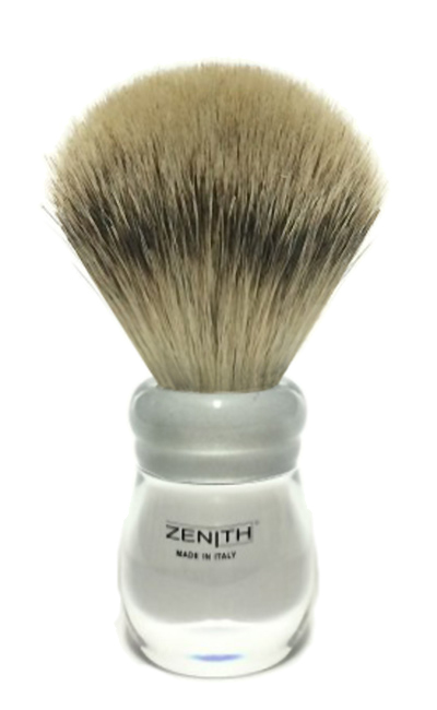 ZENITH 50T SILVERTIP BADGER SHAVING BRUSH - WITH CLEAR RESIN / ACRYLIC - HANDLE - 25mm - AUSTRALIA