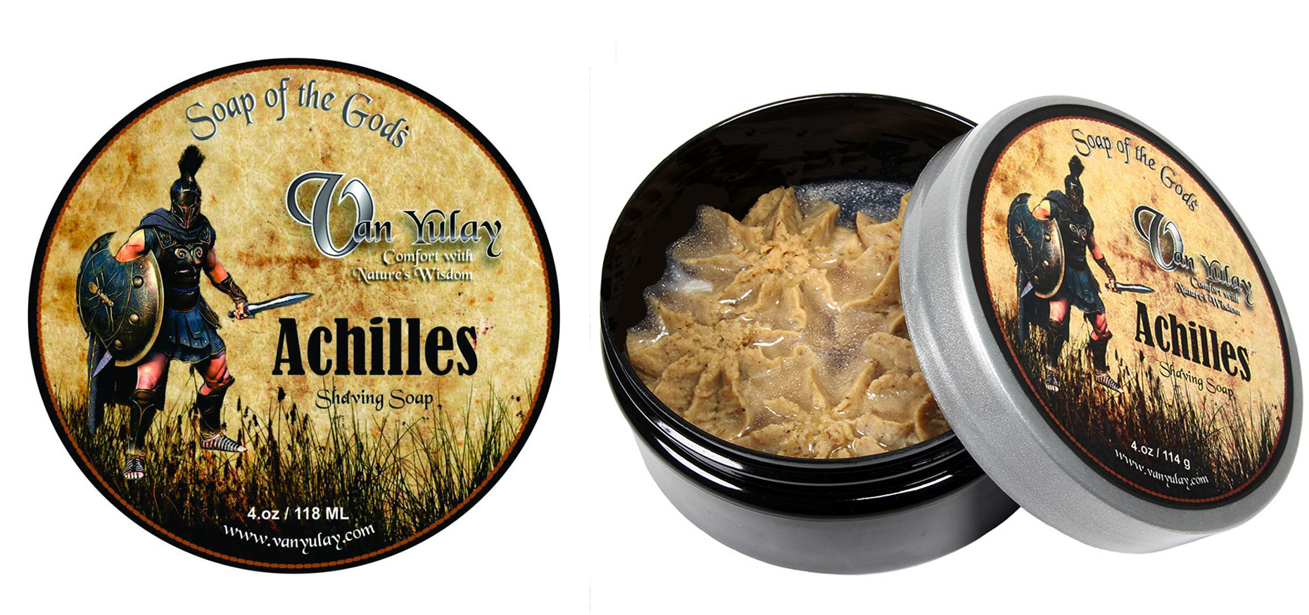 NATURAL HANDMADE SOAP AUSTRALIA - VAN YULAY ACHILLES - SOAP OF THE GODS / HAND MADE ARTISAN - SHAVING SOAP