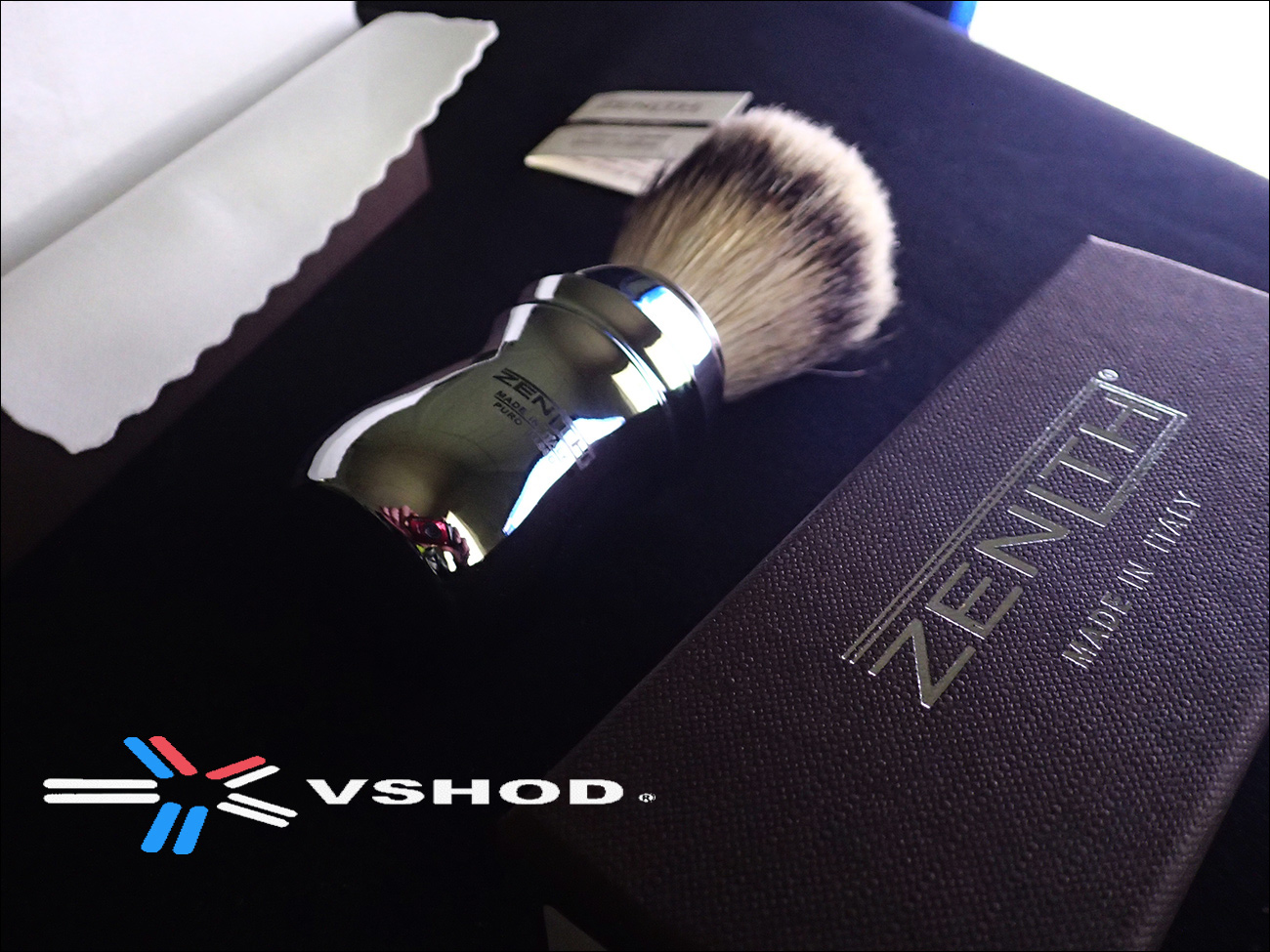 ZENITH SHAVING BRUSH - MC EXTRA SILVERTIP BADGER WITH ALL CHROME METAL HANDLE